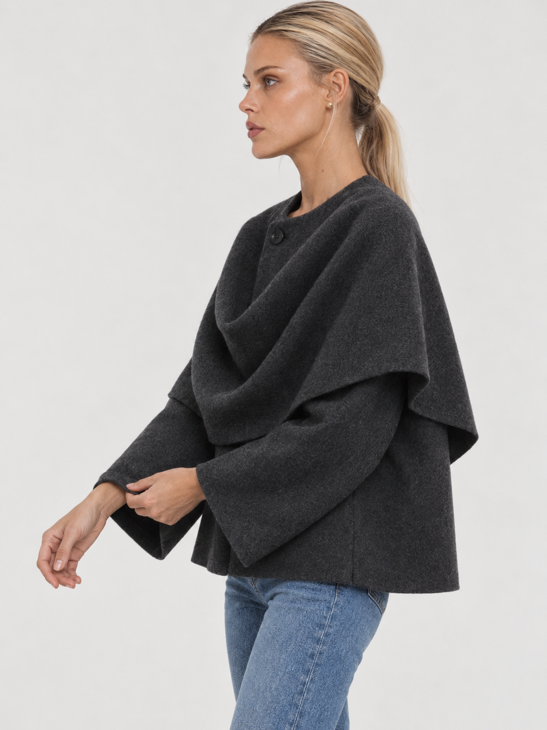 Cape Mantel Damen oversized mit Wasserfallkragen IRIS