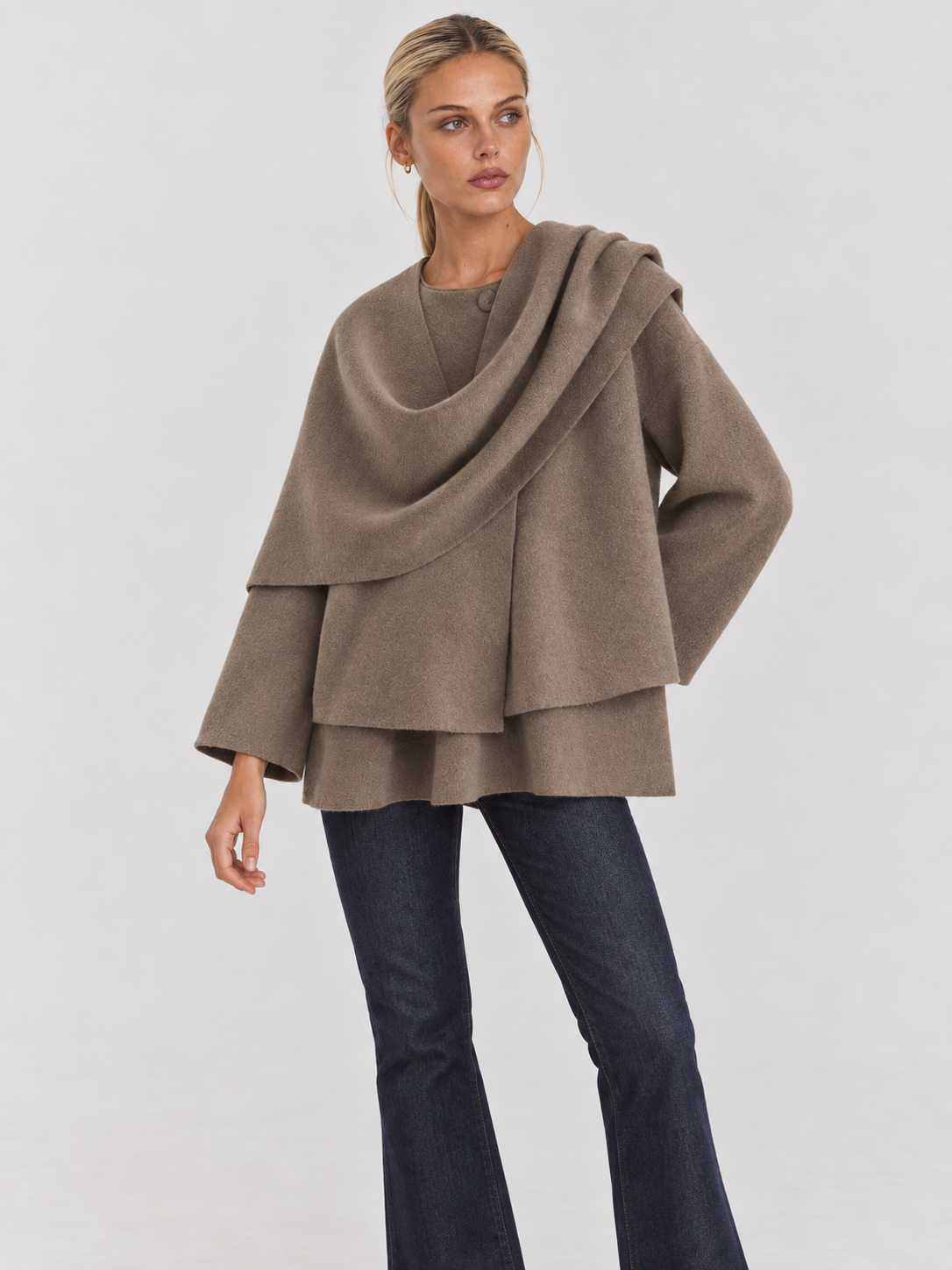Cape Mantel Damen oversized mit Wasserfallkragen IRIS