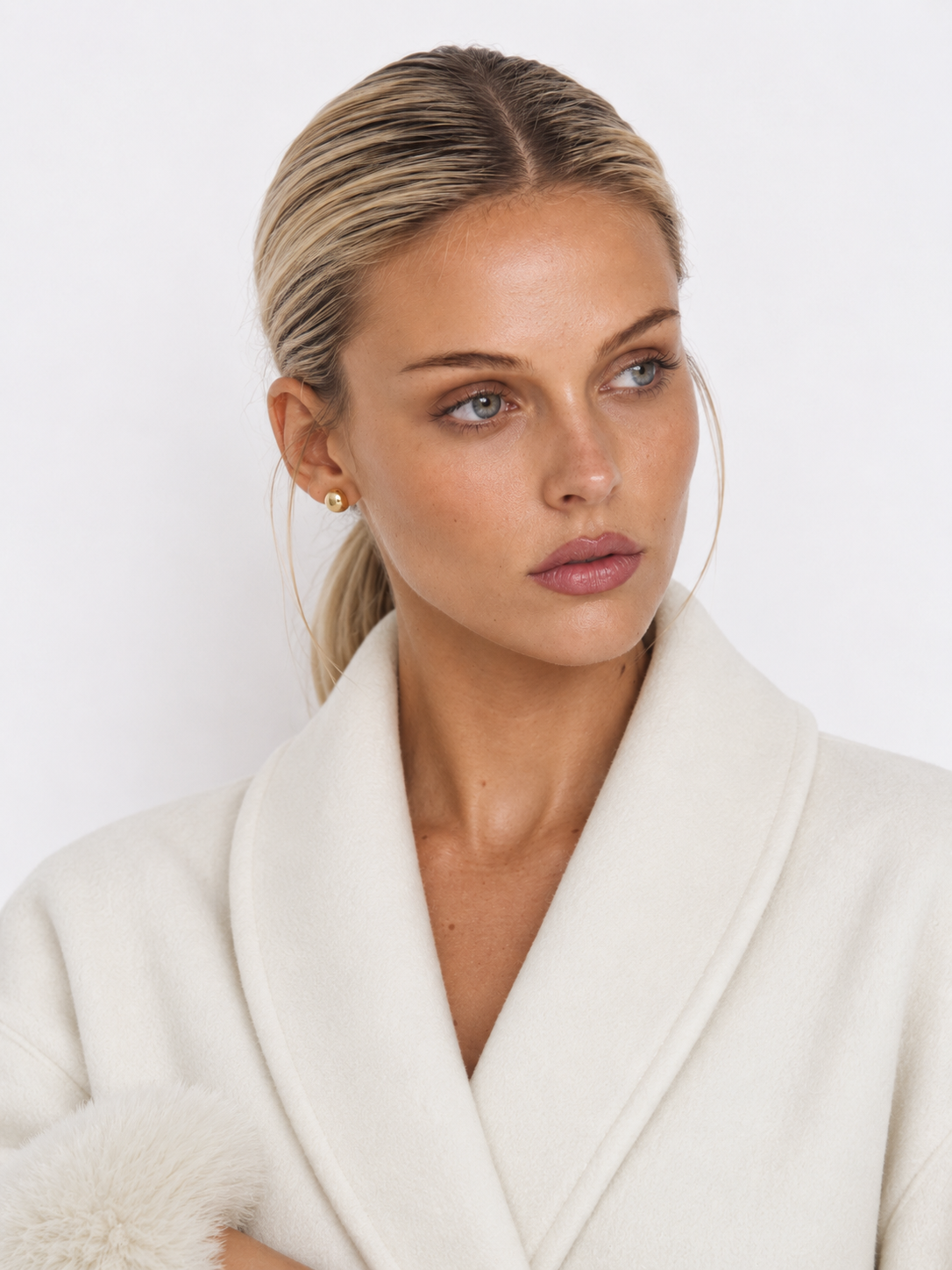 Mantel Damen mit Bindegürtel und Kunstfell-Manschetten CELINE