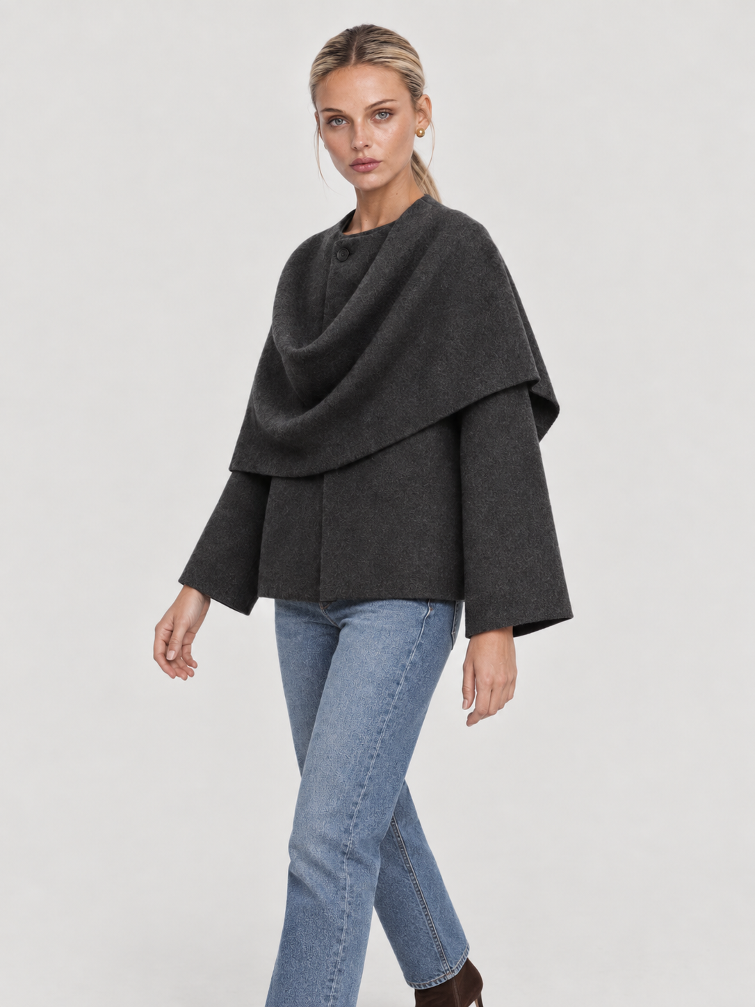 Cape Mantel Damen oversized mit Wasserfallkragen IRIS
