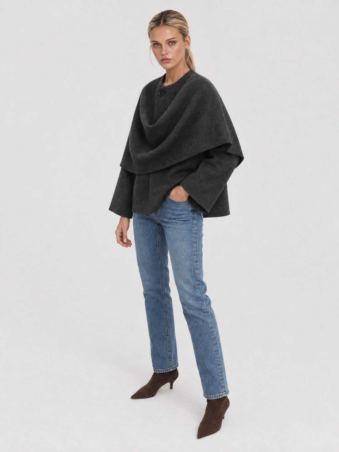 Cape Mantel Damen oversized mit Wasserfallkragen IRIS