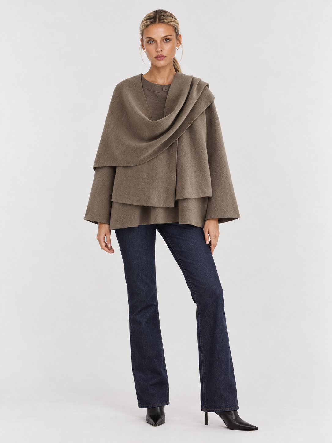 Cape Mantel Damen oversized mit Wasserfallkragen IRIS