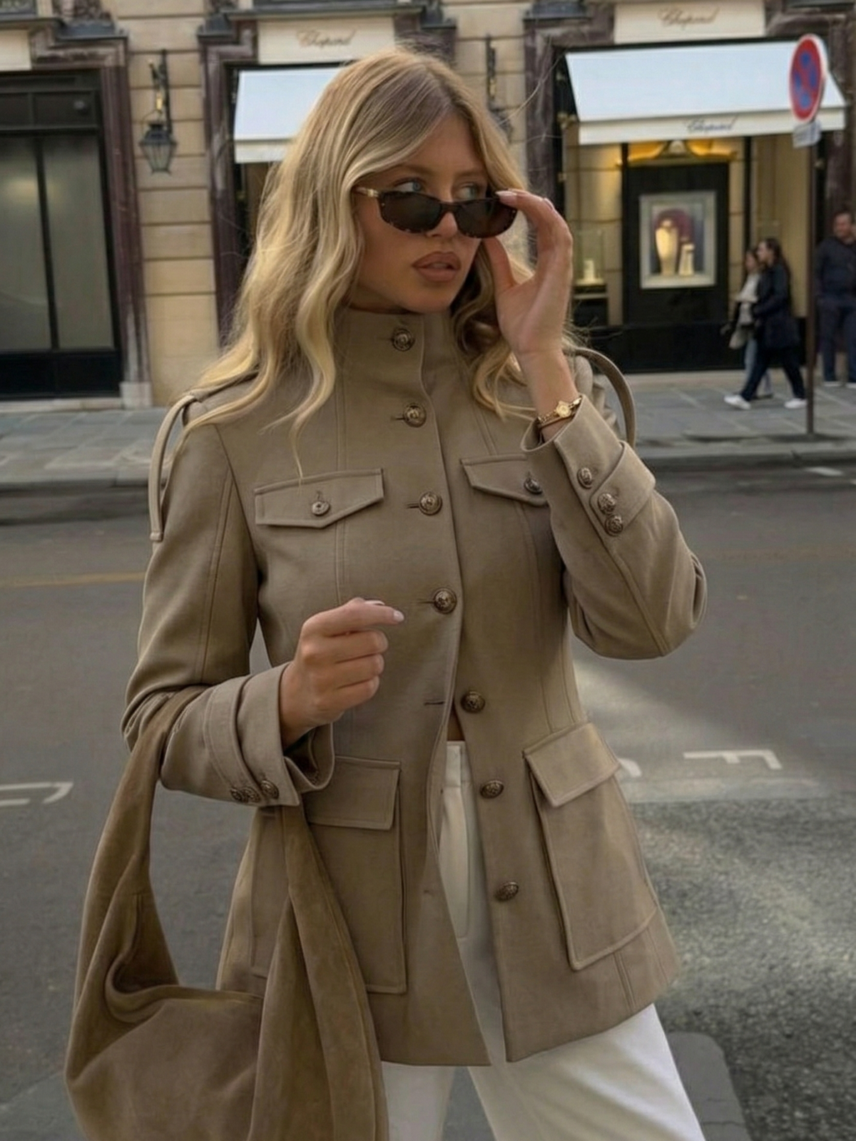 Damenjacke tailliert mit Stehkragen und Pattentaschen FLORENCE – Streetstyle