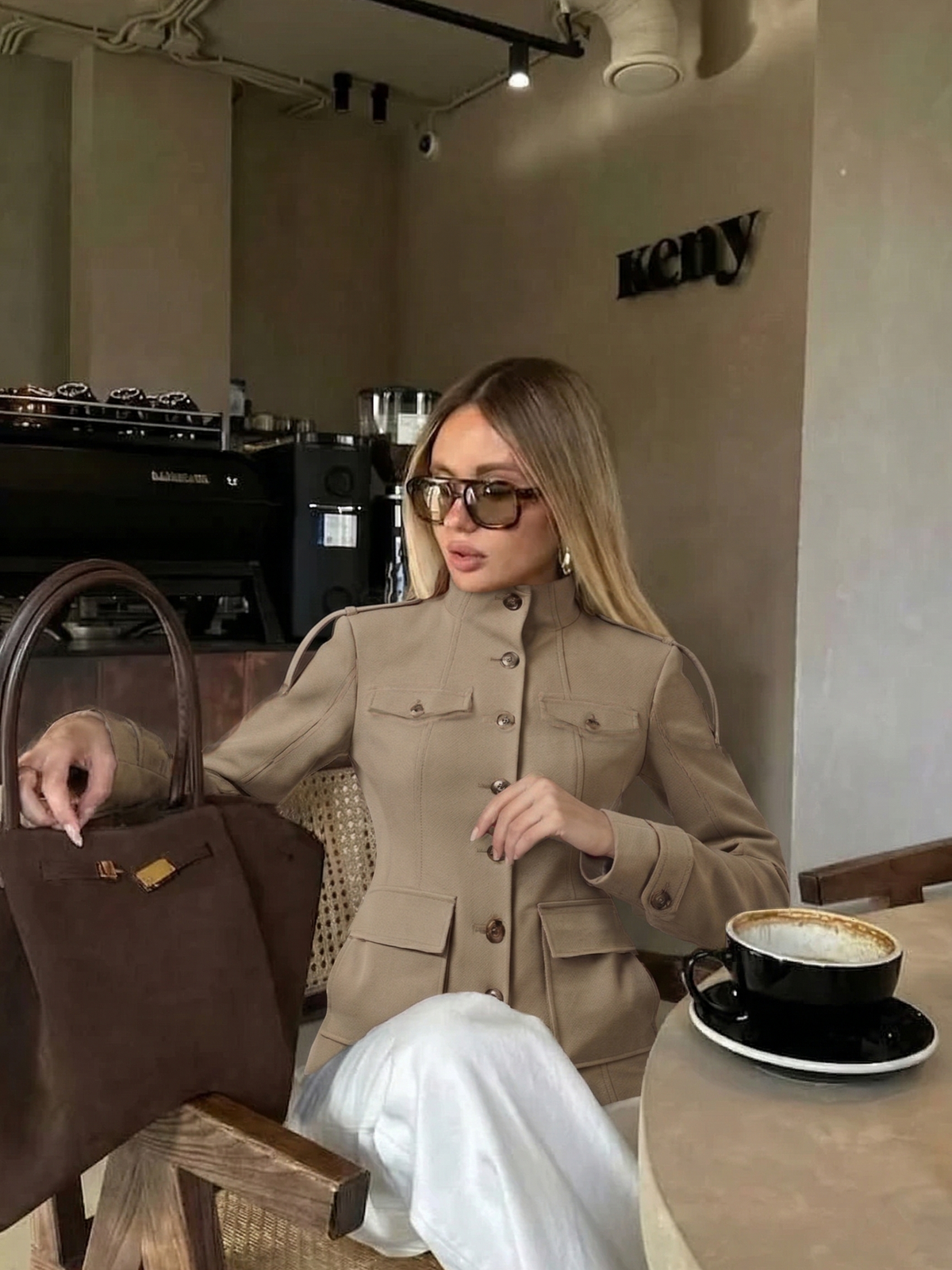 Damenjacke tailliert mit Stehkragen und Pattentaschen FLORENCE – Streetstyle