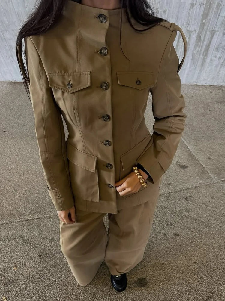 Damenjacke tailliert mit Stehkragen und Pattentaschen FLORENCE – Streetstyle
