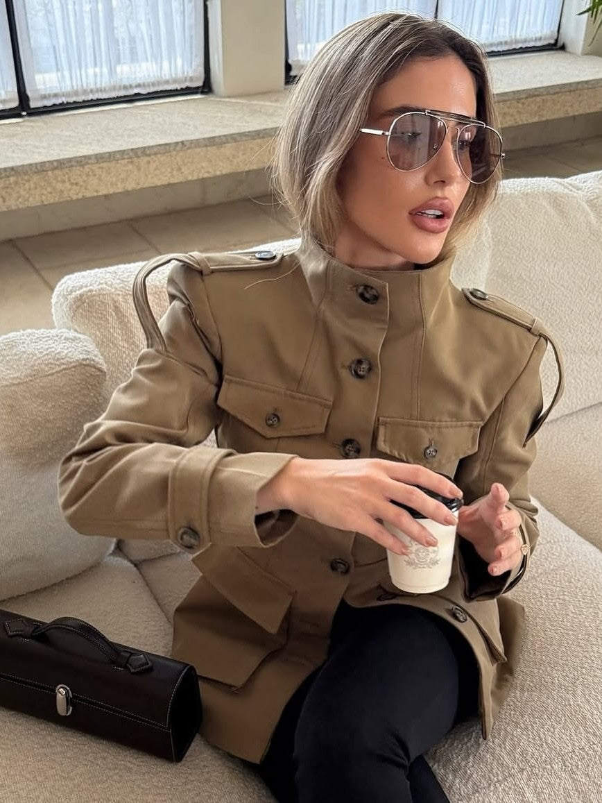 Damenjacke tailliert mit Stehkragen und Pattentaschen FLORENCE – Streetstyle